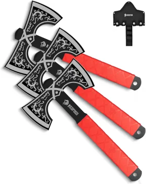 NedFoss Dragon Throwing Axe Set, 11.6" Throwing Axes and Tomahawks, Throwing Products Pack of 3, Viking Double Bit, Tear-Resistant TPR Handle, Throwing Axe for Axe Throwing Game (Throwing Axes)