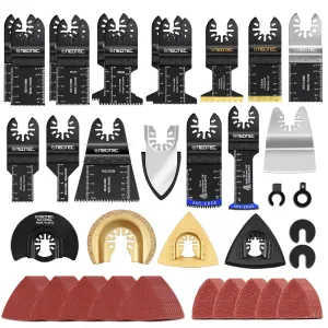 NEO-TEC 102PCS Universal Oscillating Saw Blades Multi Tool Blades Kit Quick Release Saw Blades Fit Porter Cable Black & Decker Rockwell Ridgid Ryobi Milwaukee Chicago Craftsman