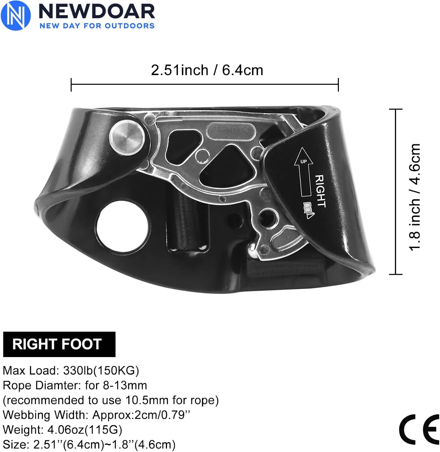 NewDoar Foot Ascender Riser Rock Climbing Mountaineering Equipment Climbing Device