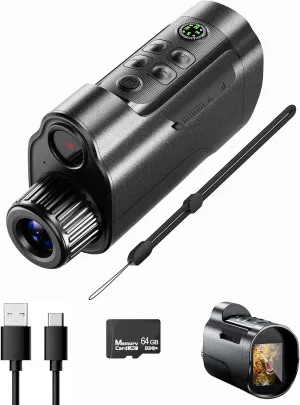 Night Vision Monocular, 2624FT-10X Digital Zoom, 2'' HD Screen Infrared Binoculars with Compass 64GB TF Card for Photos and Videos, Perfect for Adults Outdoor Camping and Wildlife Observation