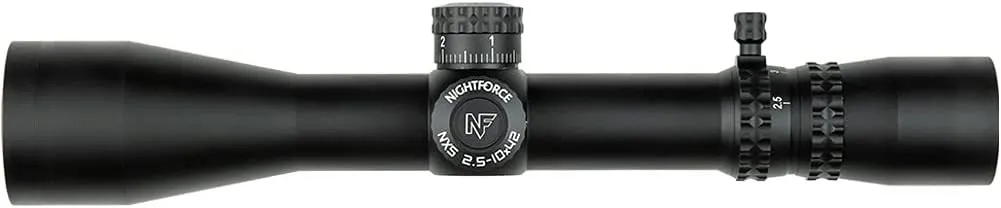 Nightforce NIGHTFORCENXS 2.5-10x42mm F2 30mm Tube Durable Precise Accurate Black Gun Scope - ZeroStop Parallax Adjustable Second Focal Plane Illuminated Hunting Scope