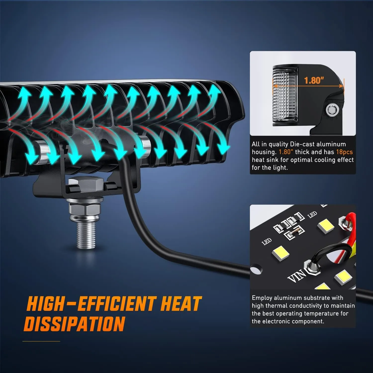Nilight Side Shooter LED Pods 2PCS 6.5 Inch 60W Flood Spot Beam Combo Light Bar LED Fog Driving Lighting Work Lamp for Truck ATV UTV Boat