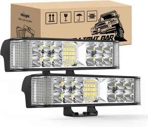 Nilight Side Shooter LED Pods 2PCS 6.5 Inch 60W Flood Spot Beam Combo Light Bar LED Fog Driving Lighting Work Lamp for Truck ATV UTV Boat