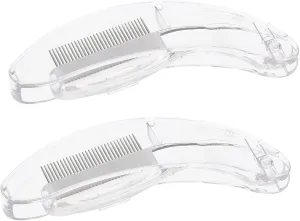 NOLITOY 4sets Foldable Eyelash Combs for Eyebrows Girl Makeup Tools Metal Lash Separator Stainless Steel Brow Brush 2pcs*4