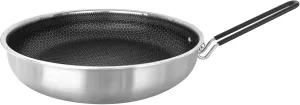 Non Stick Camping Frying Pan with Foldable Handle Universal for Gas Electric Ceramic Stoves 26cm/10.2in & 28cm/11in Options (L)