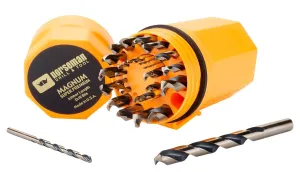 Noreseman 44190-29 Piece Orange & Gold 135 Degree Split Point Jobber Length Drill Bit Set - Sizes 1/16 Thru 1/2