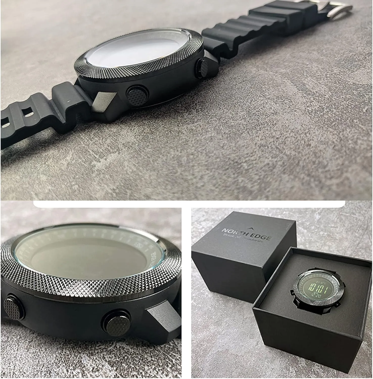 NORTH EDGE Military-Watch for Men - Tactical Survival Watch, Men's Women's Digital Wrist Watches for Sports Outdoors, Pedometer, Compass, Calories, Durable Nylon Band