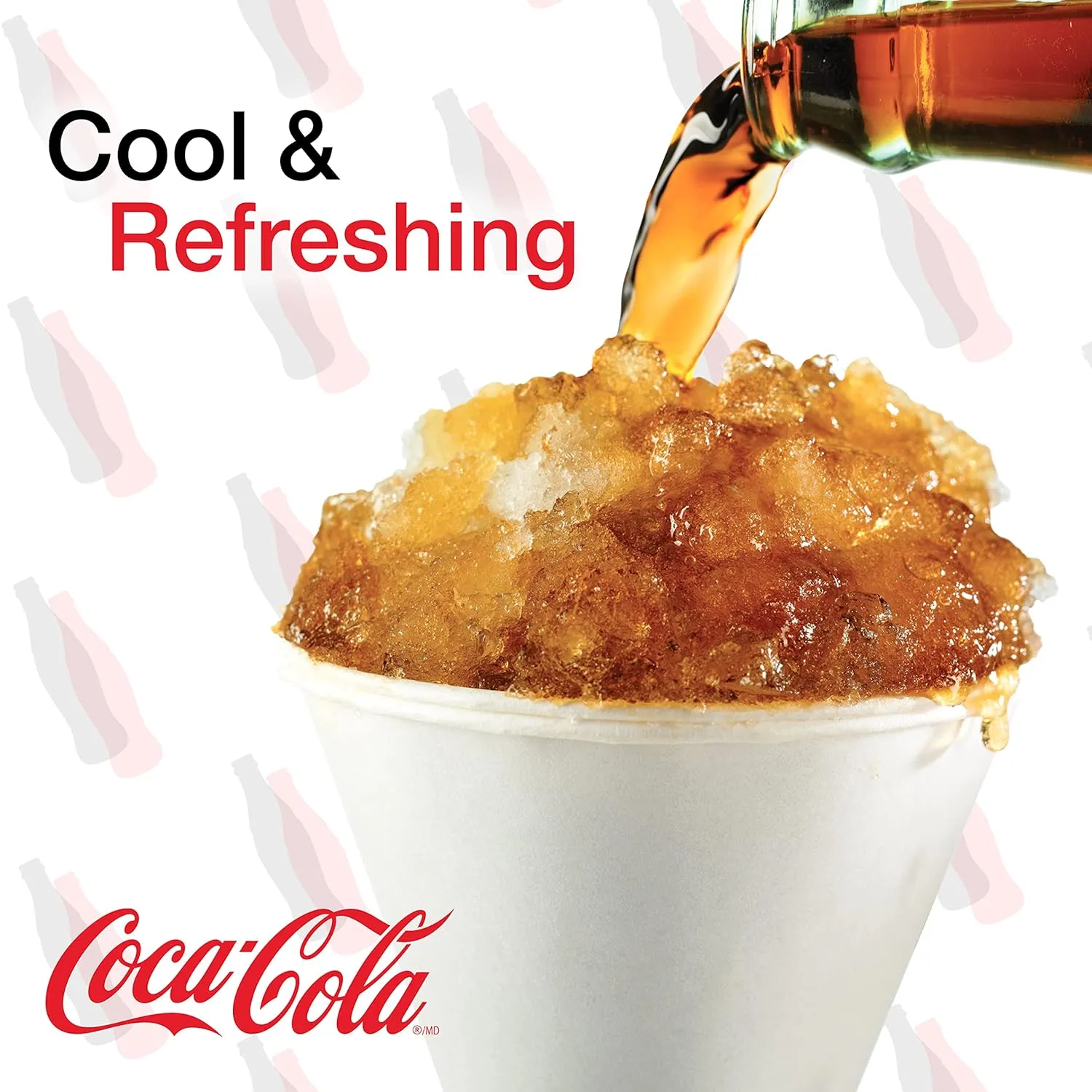 Nostalgia Coca-Cola Snow Cone Shaved Ice Machine - Coke Retro Table-Top Slushie Machine Makes 20 Icy Treats - Includes 2 Reusable Plastic Cups & Ice Scoop - White & Red