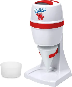 Nostalgia Kool-Aid Shave Ice & Snow Cone Maker, Includes Reusable Cup and Two Ice Molds, Stainless Steel Blades, Makes Margaritas, Frozen Cocktails, Slushies, Red