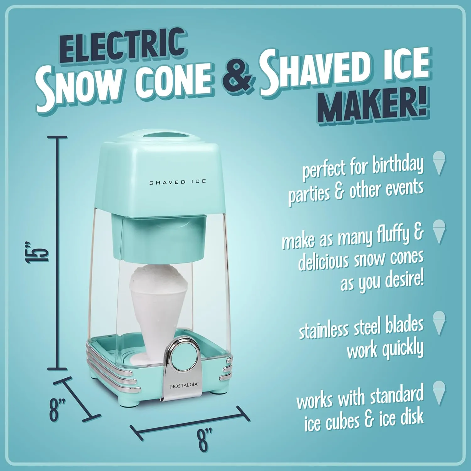Nostalgia Shaved Ice Maker, Aqua