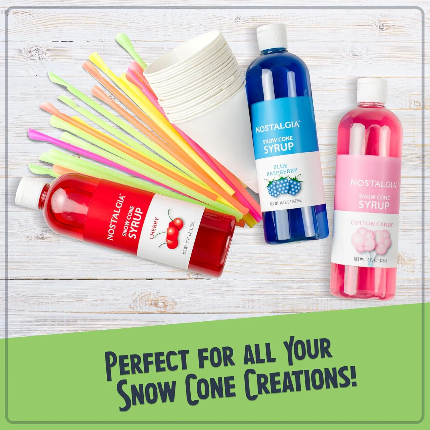 Nostalgia Snow Cone Shaved Ice Machine - Retro Table-Top Slushie Machine - Includes 1 Reusable Plastic Cup - Aqua