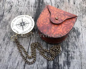 NOT All Those WHO Wander are Lost J.R.R. Tolkien Engraved Brass Working Compass with Leather Not All.. Case/Chain for Christmas/Birthday/Anniversary