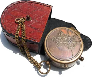 Not All Who Wander Are Lost Engravable Compass - Pocket Compass - Brass Compass with Leather Case - Pirates Compass - Gift Compass - Camping Compass - Confirmation Gift Idea - Baptism Gifts - Keepsake
