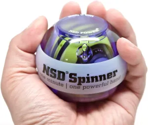 NSD Roll 'N Spin Rainbow Lit AutoStart Spinner Gyroscopic Wrist and Forearm Exerciser with AutoStart and Multi-Lit LED, Purple