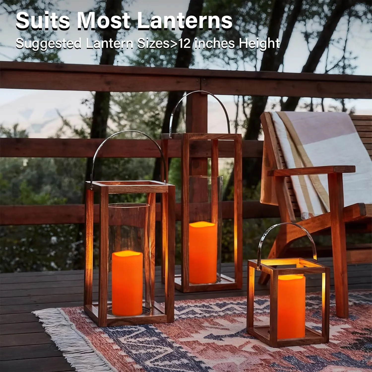 NURADA 8" x 4" Large Outdoor Flameless Candles - Waterproof LED Pillar Flickering Candle Battery Operated with Timer Remote for Patio Porch Lanterns Thanksgiving Fall Diwali Decor - 2 Pack Orange