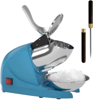 OKF Ice Shaver Prevent Splash Snow Cone Machine, Electric 3 Blades Shaved Ice Machine, 380W Ice Shaver Machine, 286lbs/hr Snow Cone Maker, Ice Crushers for Home Use and Commercial Ice Crusher (Blue)