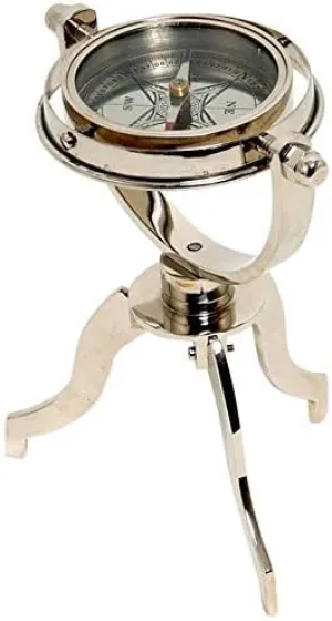 Old Modern Handicrafts Gimbaled Compass on Tristand