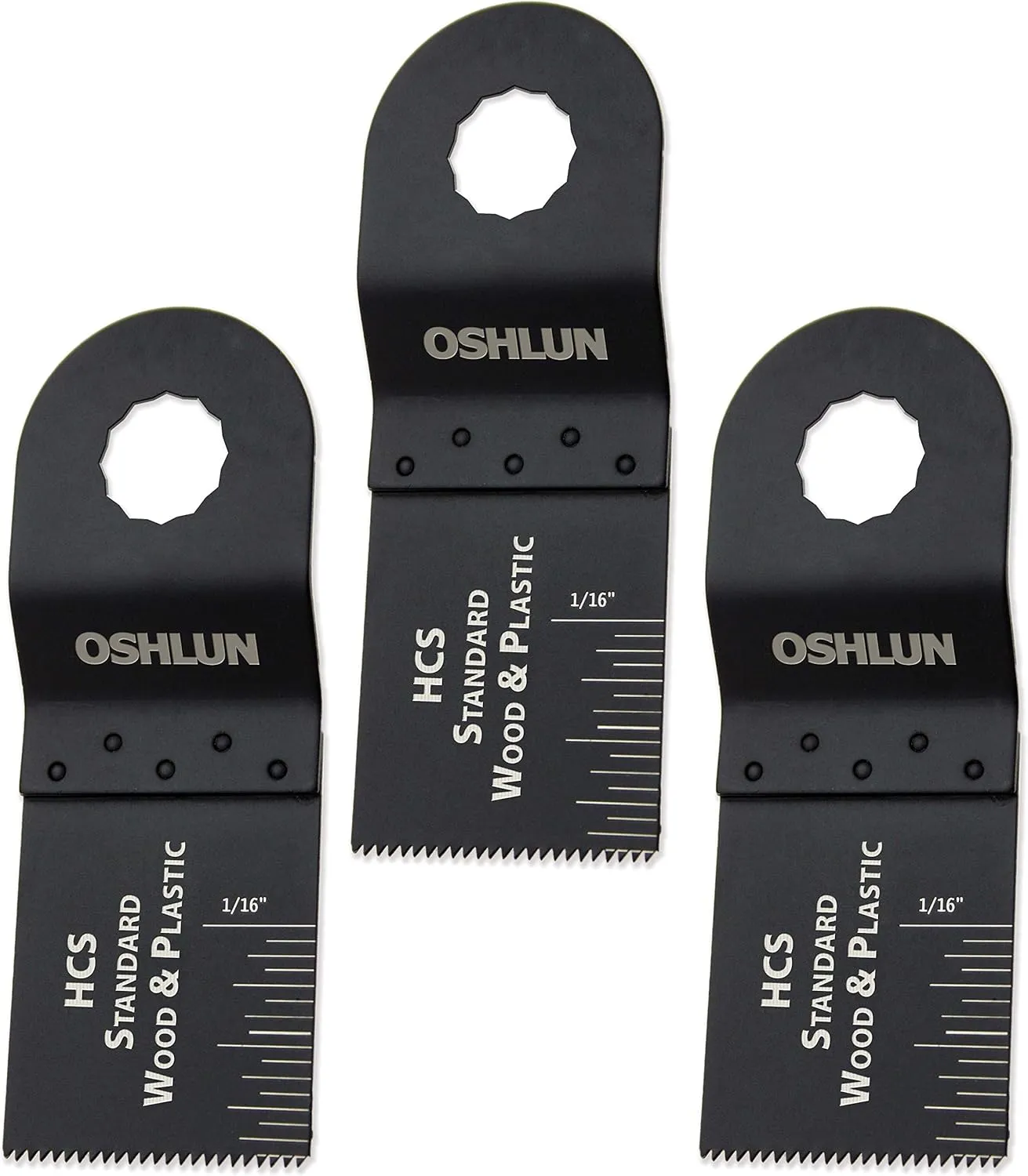 Oshlun MMR-0303 1-1/3-Inch Standard HCS Oscillating Tool Blade for Rockwell or Worx SoniCrafter Hex, 3-Pack