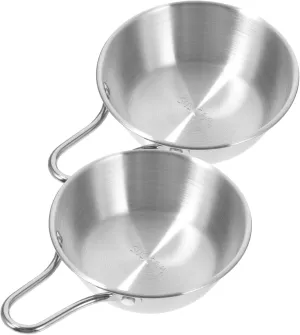 Outdoor Camping Bowl 2pcs Collapsible Stainless Steel Bowl Camping Food Container Compact Easy to Clean