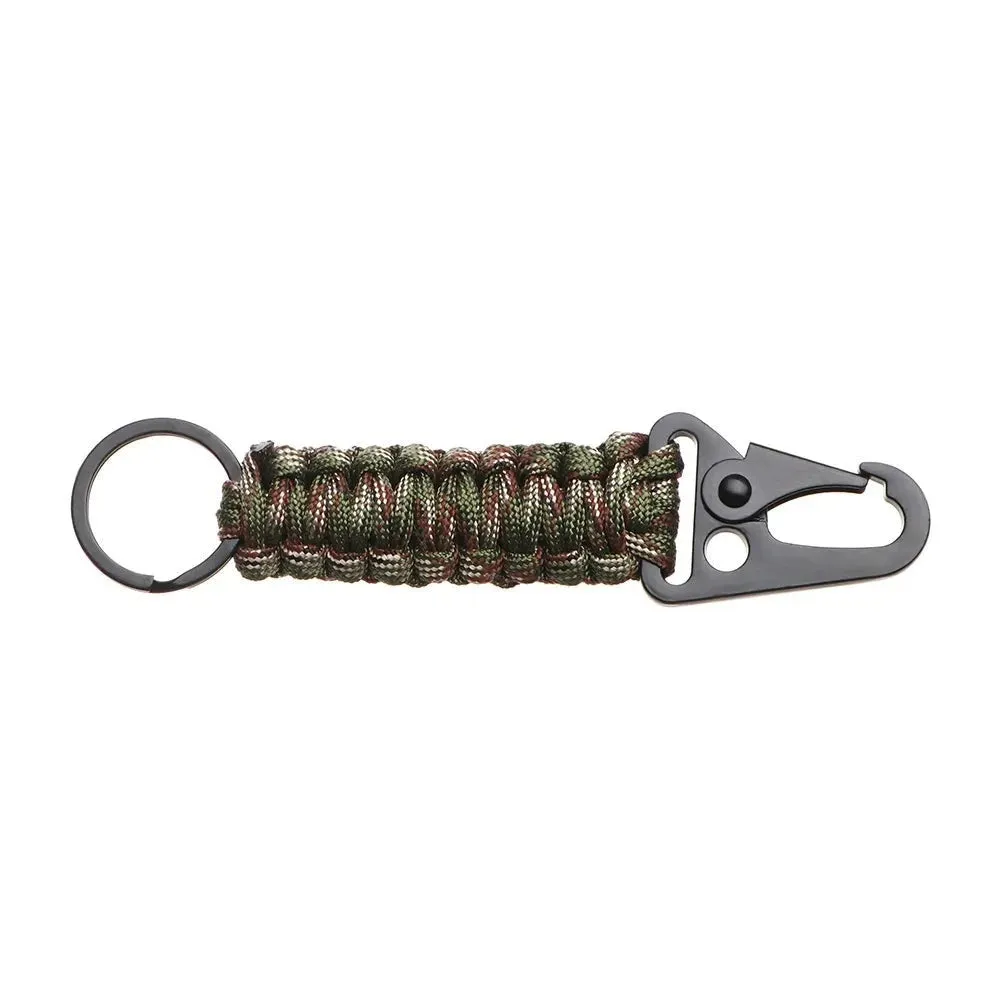 Outdoor Paracord Keychain Ring with Carabiner - Camping Survival Kit