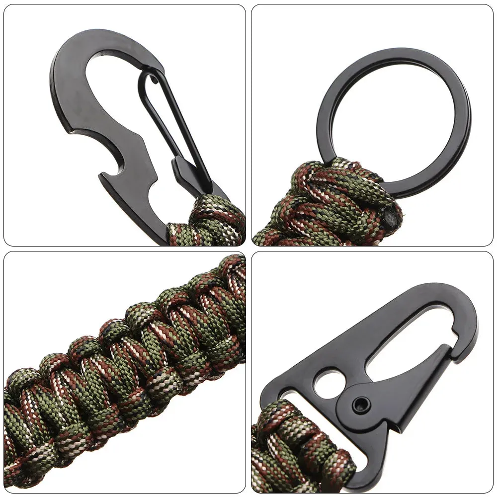 Outdoor Paracord Keychain Ring with Carabiner - Camping Survival Kit