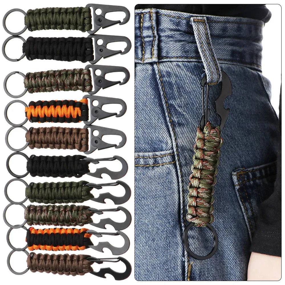 Outdoor Paracord Keychain Ring with Carabiner - Camping Survival Kit