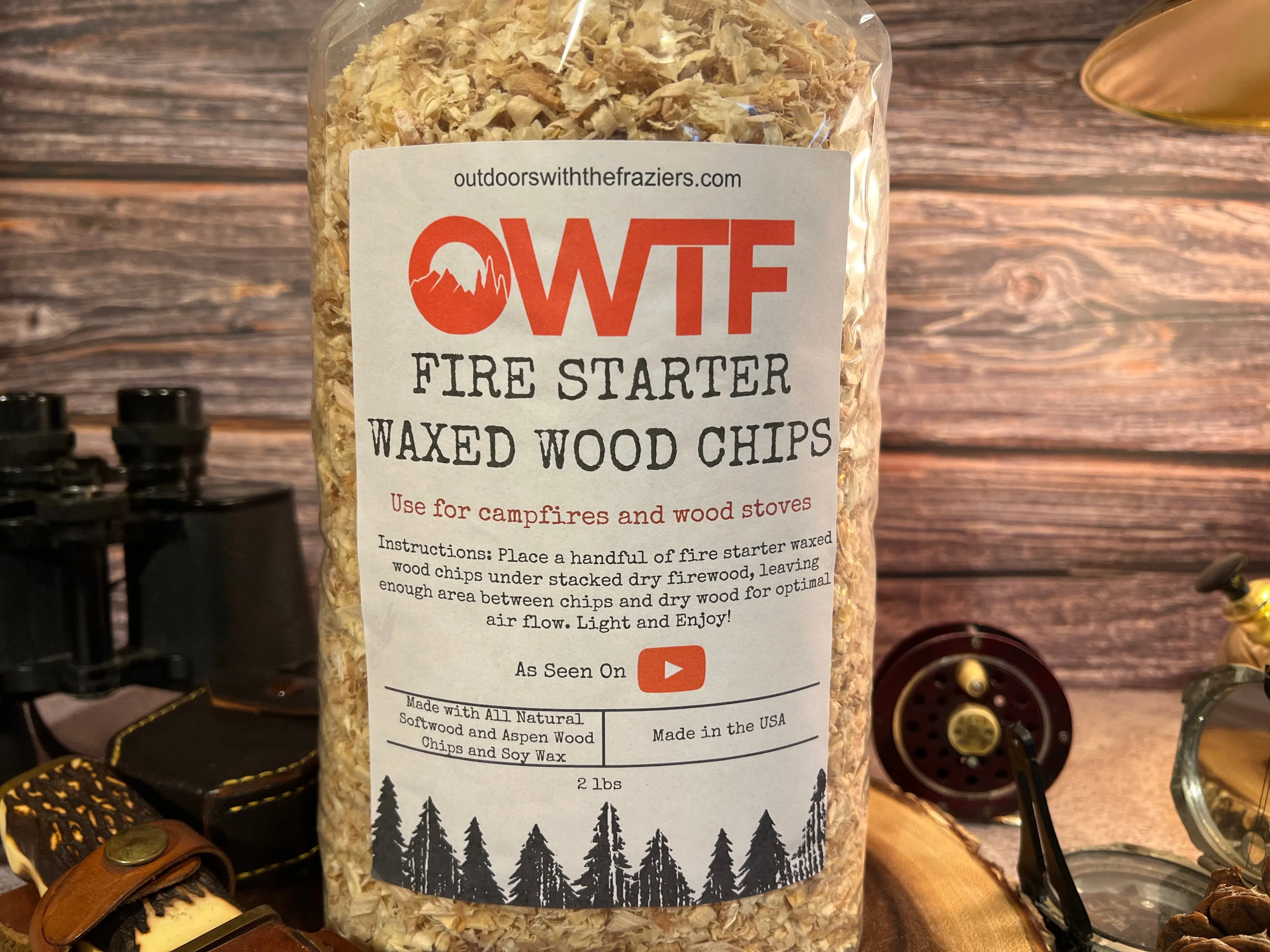 OWTF Fire Starter Waxed Pine Wood Chips 2lbs