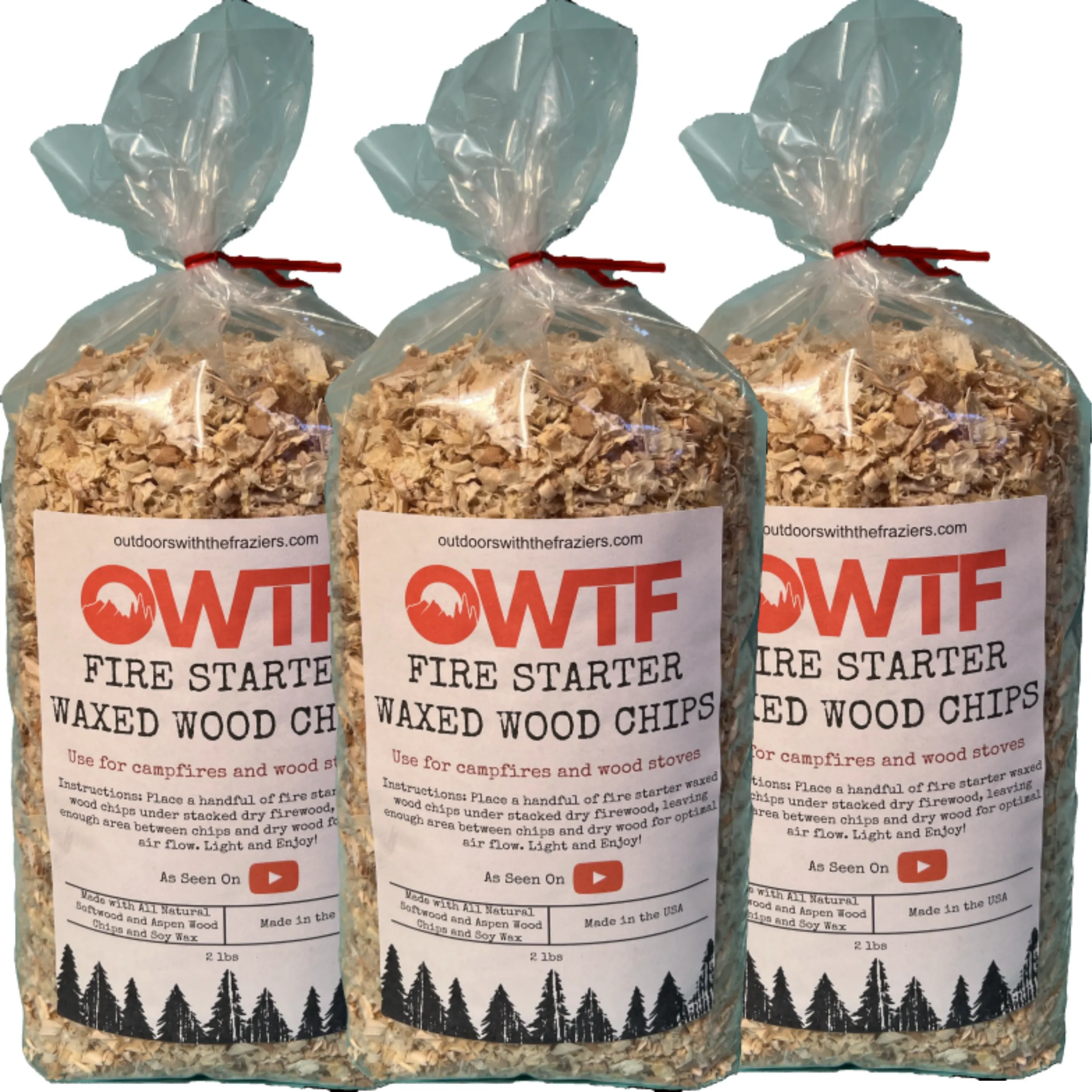 OWTF Fire Starter Waxed Pine Wood Chips 2lbs