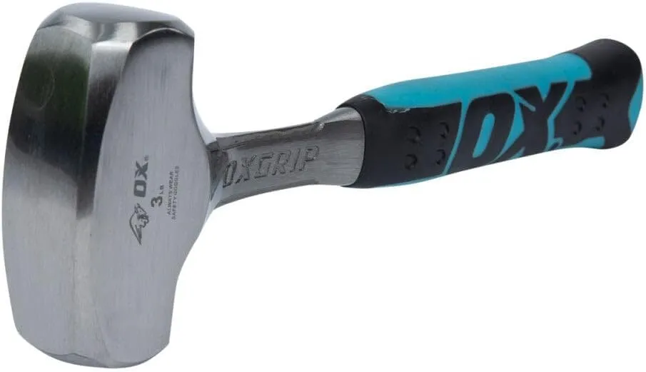OX Tools 3lb Club Hammer Smooth Face Solid Steel Body with Non Slip Grip Mini Sledge Hammer Heavy Duty Handle Demolition Hammer Real Steel Hammer Head ‎OX-P082703