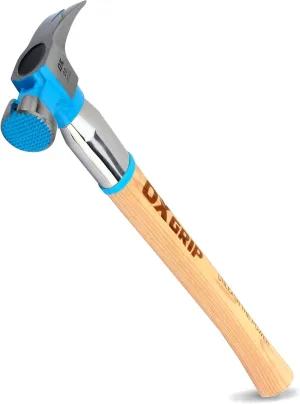 OX Tools Pro Hickory Hammer, Steel Reinforced, Claw, Framing, 22 Oz, Hickory Handle with Milled Face (OX-P083522)