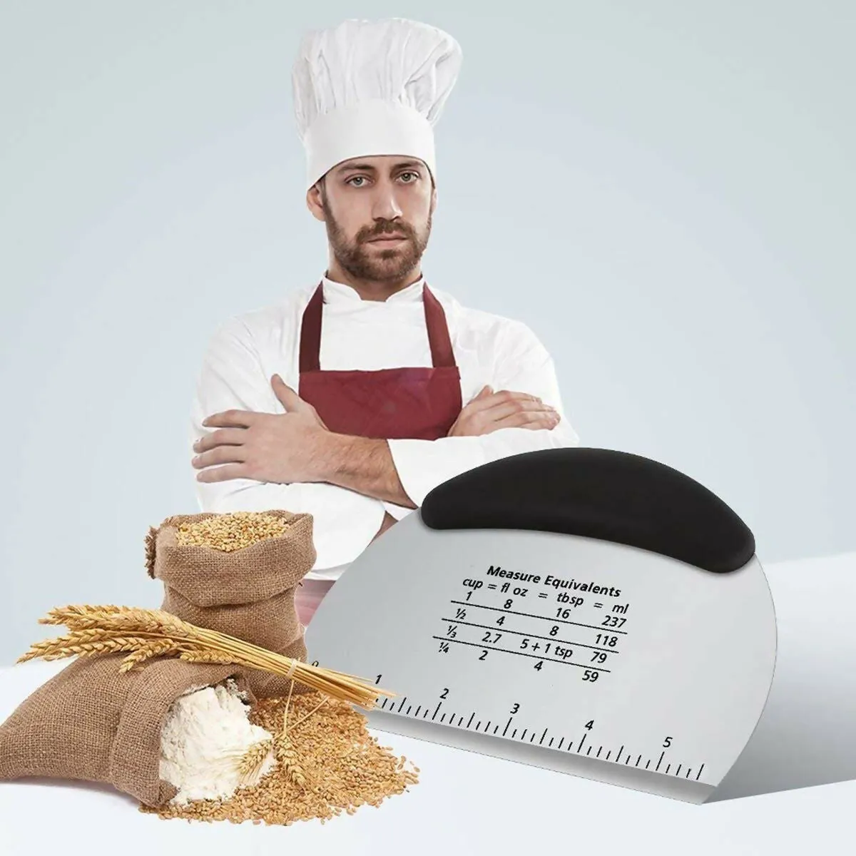 P-Plus International Multi-Purpose Stainless Steel Dough Scraper