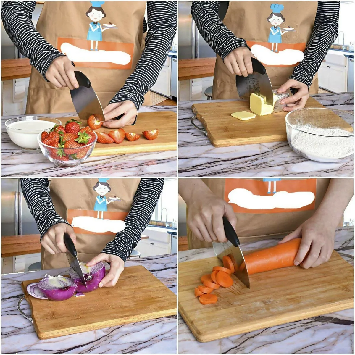 P-Plus International Multi-Purpose Stainless Steel Dough Scraper