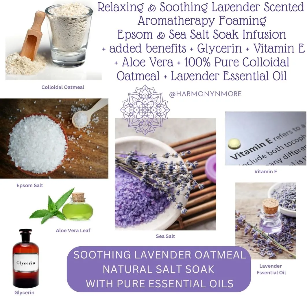 Pacific Sea Salt and Oatmeal | Natural Foaming Bath Salt Soak | Relaxing Aromatherapy Infusion | 24 oz.