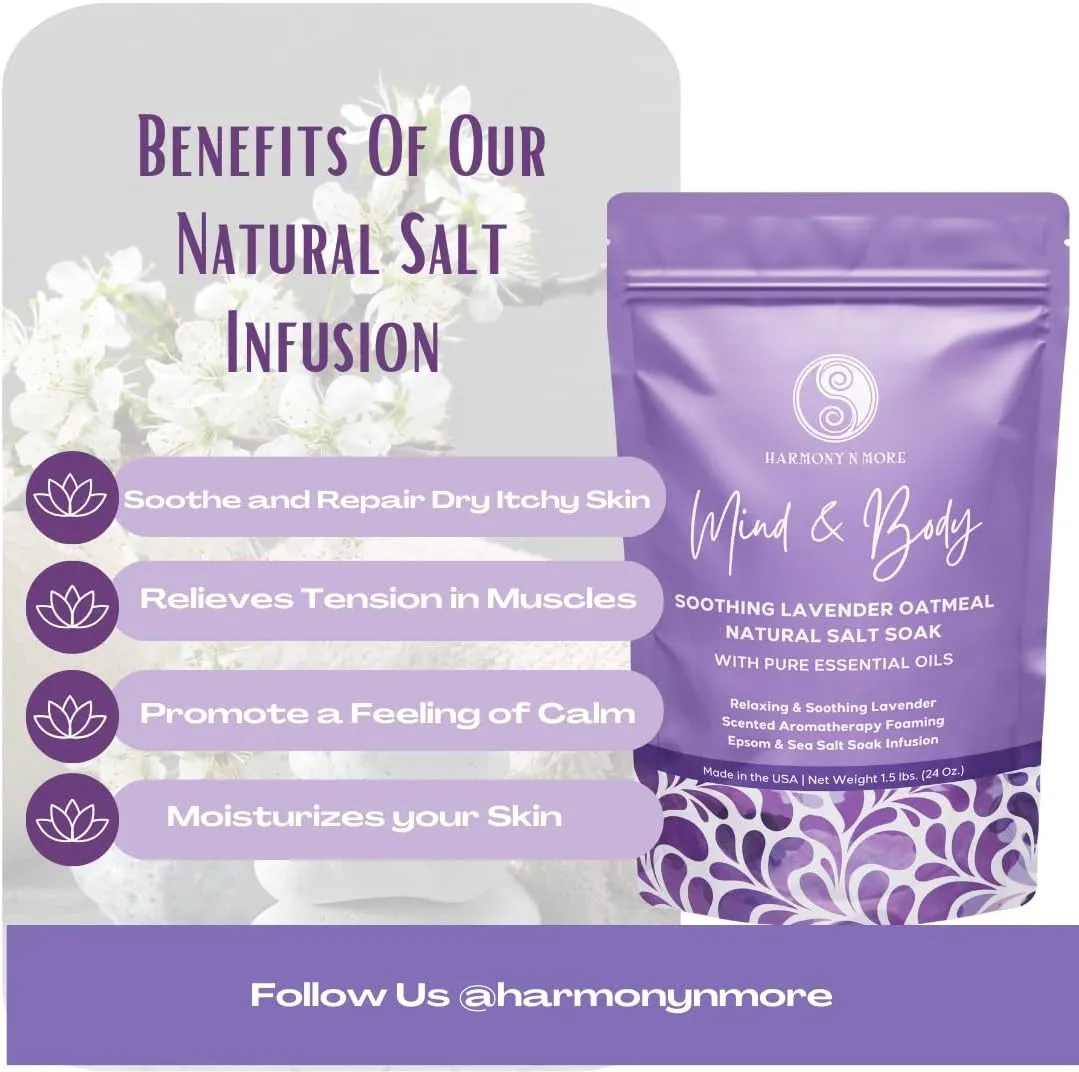 Pacific Sea Salt and Oatmeal | Natural Foaming Bath Salt Soak | Relaxing Aromatherapy Infusion | 24 oz.