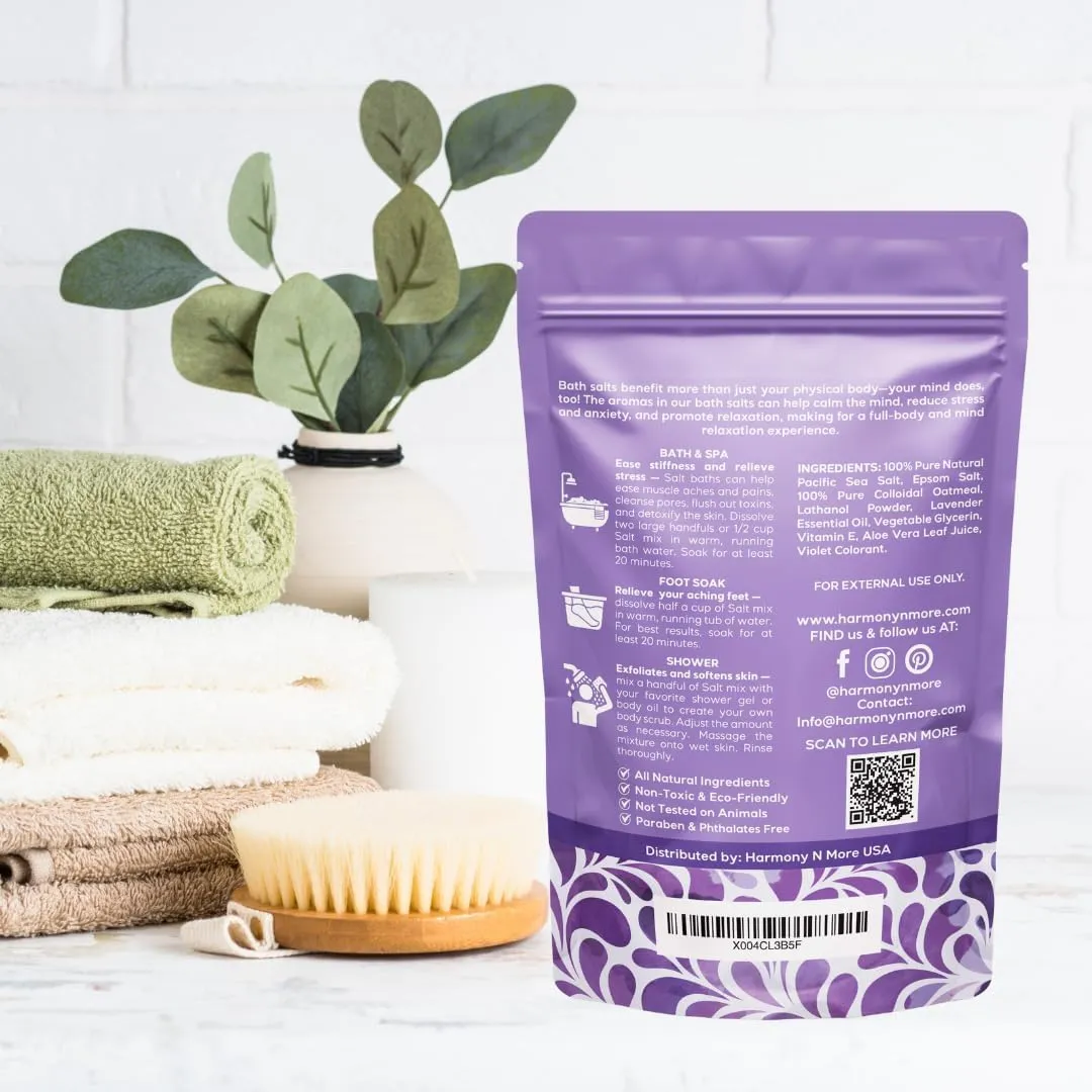 Pacific Sea Salt and Oatmeal | Natural Foaming Bath Salt Soak | Relaxing Aromatherapy Infusion | 24 oz.