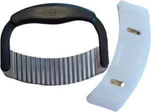Pampered Chef Crinkle Cutter #1063 - French Fry Slicer | Vegetable Salad Chopping Knife | Stainless Steel Blade | Plastic Handle