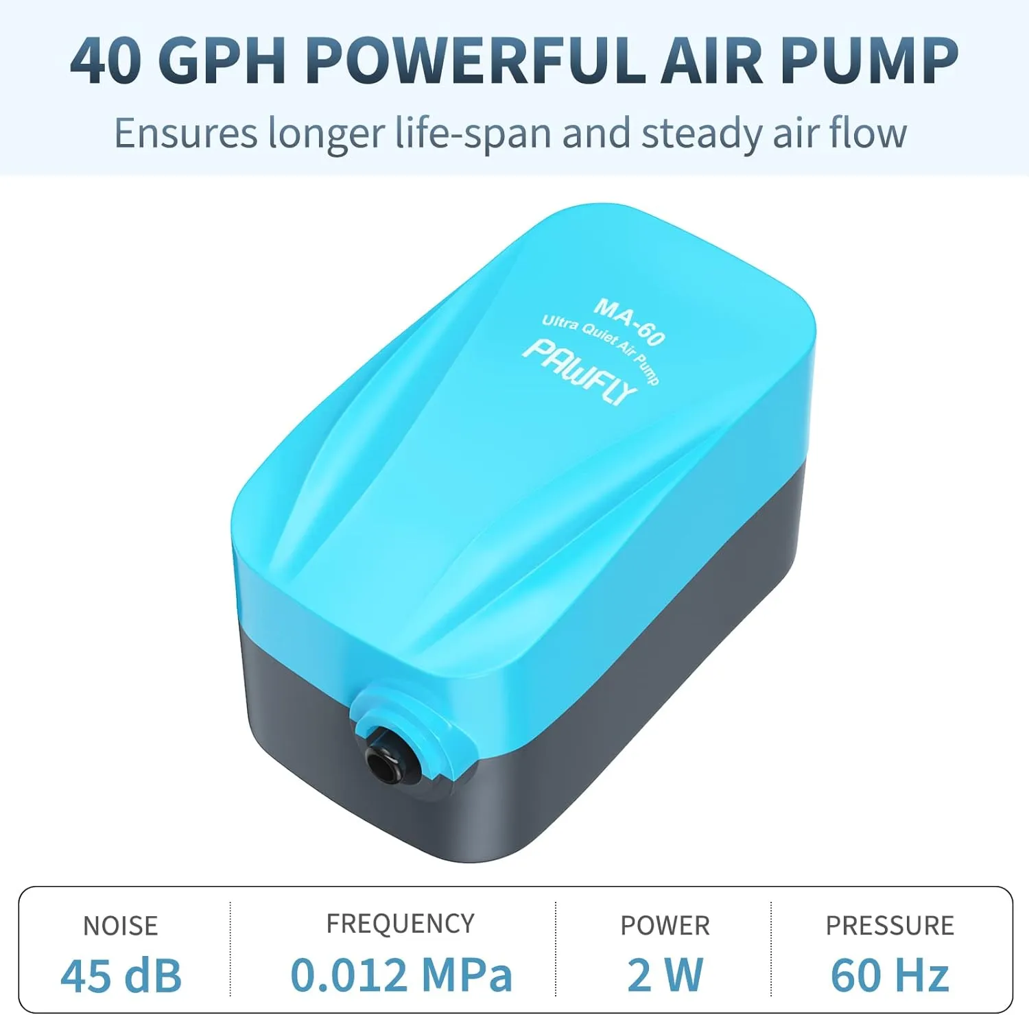 Pawfly Aquarium Air Pump with Nano Bio Sponge Filter Kit Air Control Valve Airline Tubing and Check Valve Accessories