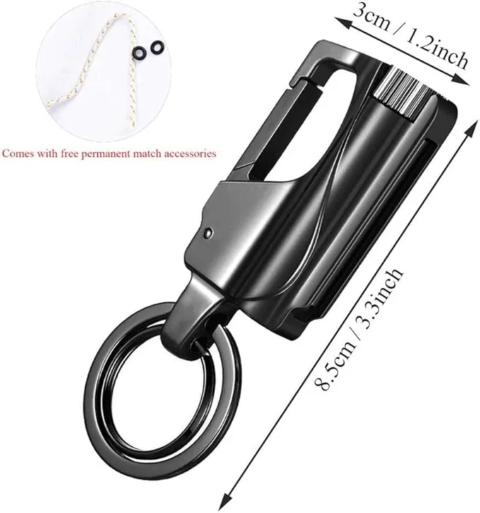 Permanent Match, Metal Forever Match Keychain Lighter, Waterproof Flint Matchstick Fire Starter for Outdoor Camping Emergency Survival, black