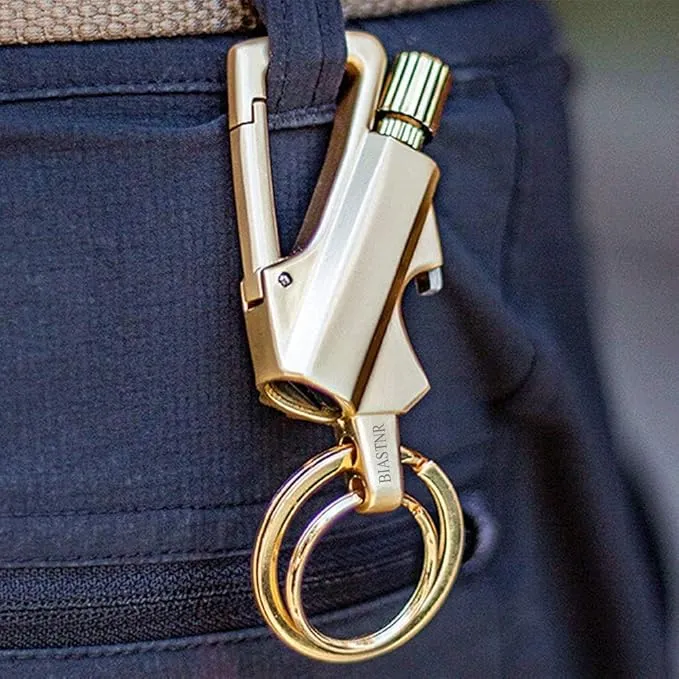 Permanent Match with Bottle Opener Metal Keychain Lighter, Reusable Waterproof Flint Matchstick Fire Starter for Camping Hunting, Great Gift Ideas Gold