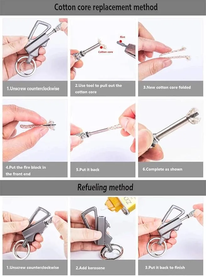 Permanent Match with Bottle Opener Metal Keychain Lighter, Reusable Waterproof Flint Matchstick Fire Starter for Camping Hunting, Great Gift Ideas Gold