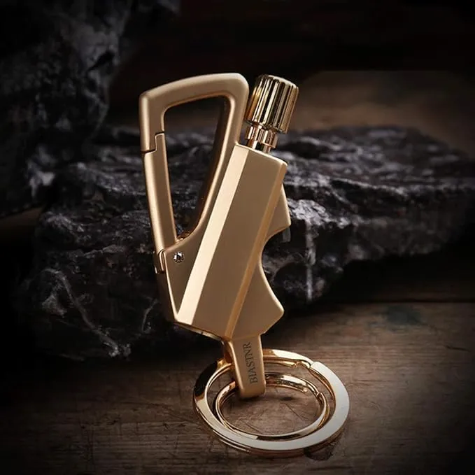 Permanent Match with Bottle Opener Metal Keychain Lighter, Reusable Waterproof Flint Matchstick Fire Starter for Camping Hunting, Great Gift Ideas Gold