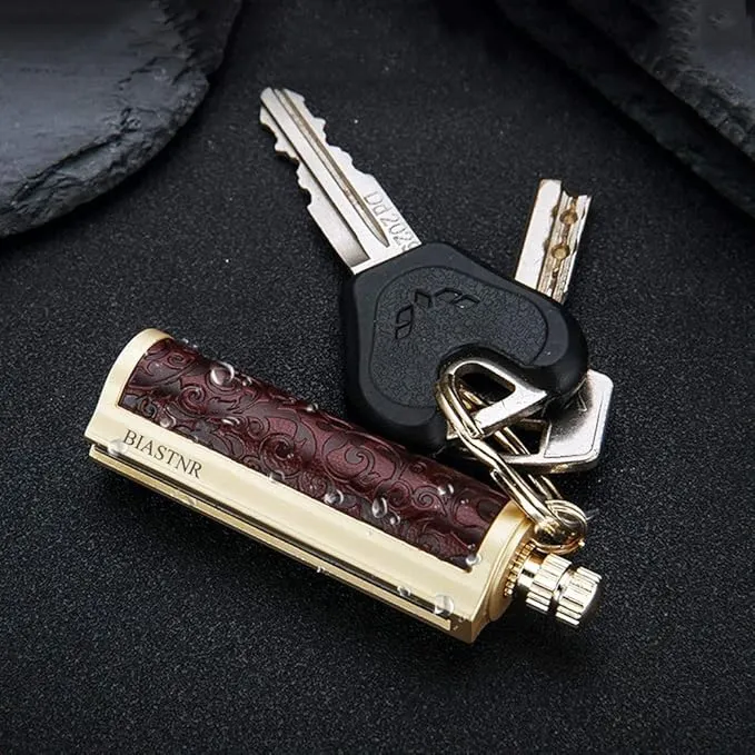 Permanent Match,Keychain Matchstick Fire Starter Immortal Lighter,Flint Match Stick Kerosene Refillable Lighter for Outdoor Camping Survival,Dark red