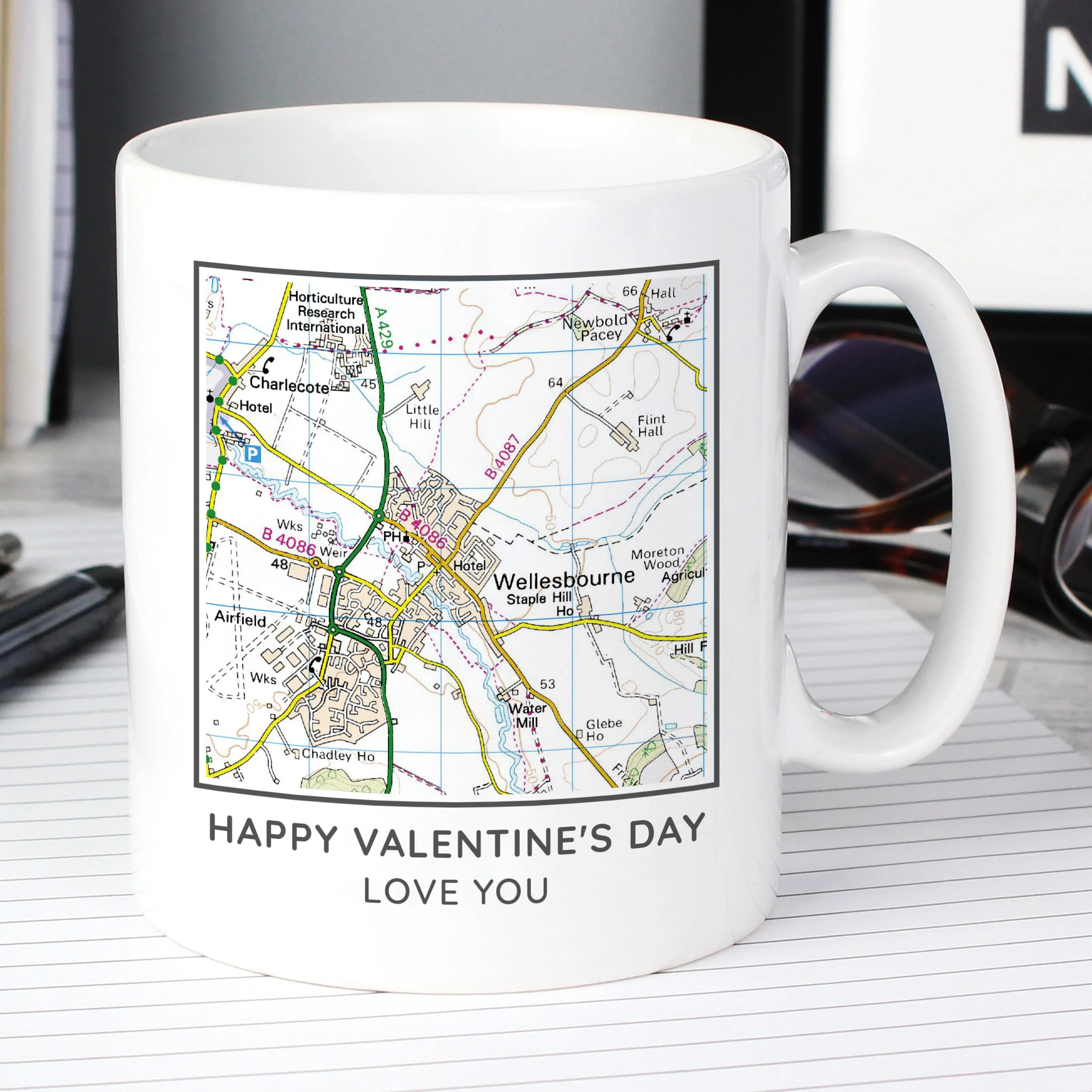Personalised Present Day Map Compass Mug
