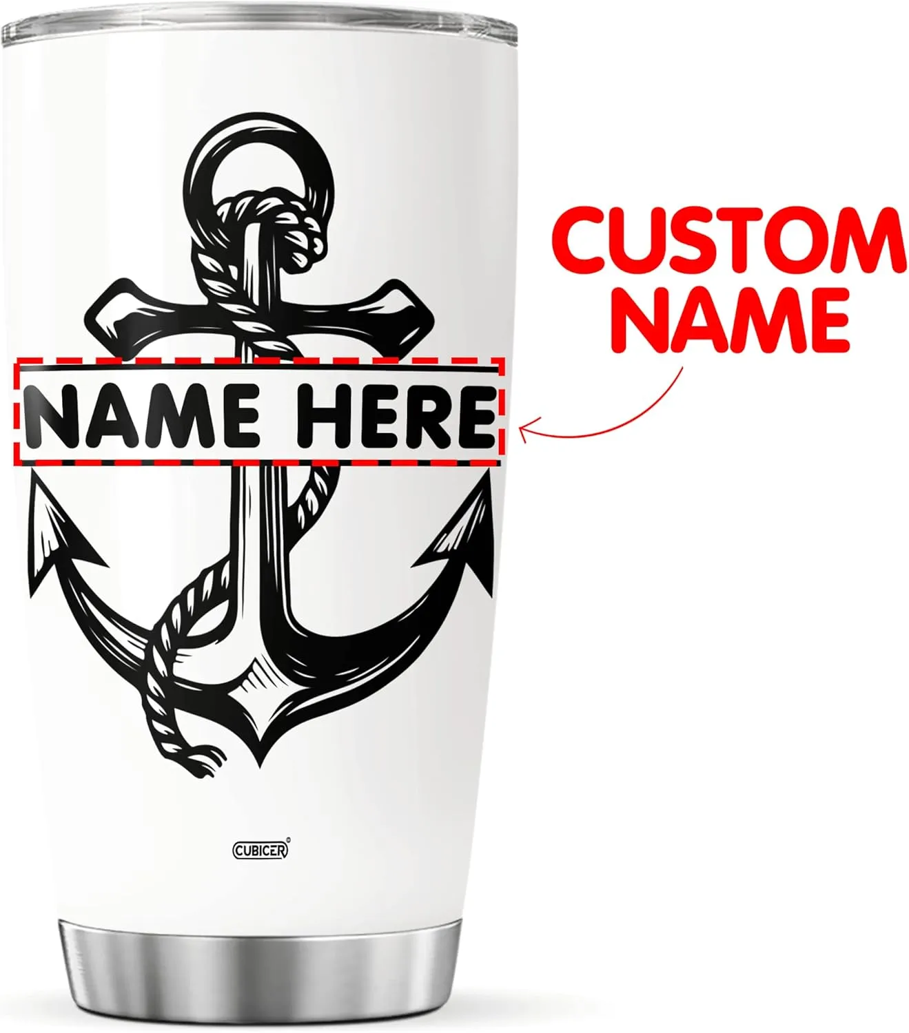Personalized Coffee Tumblers Customized Name Stainless Steel Mug With Lid Oz Wine Glass Boat Anchor Gifts For Adults Husband Men Travel Insulated Cup Birthday Fathers Day