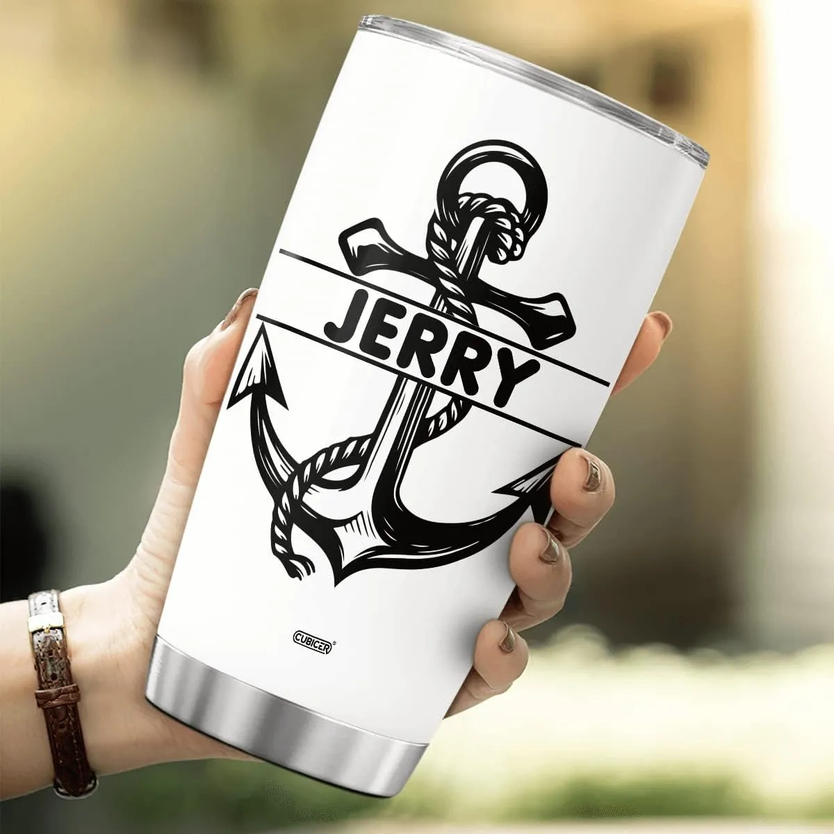 Personalized Coffee Tumblers Customized Name Stainless Steel Mug With Lid Oz Wine Glass Boat Anchor Gifts For Adults Husband Men Travel Insulated Cup Birthday Fathers Day