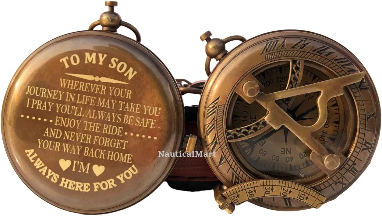 Personalized Compass, Gift for Husband, Son, to My Man, to My Fiancé, Dad, Boyfriend, for Customized Working Compass (to My Son)