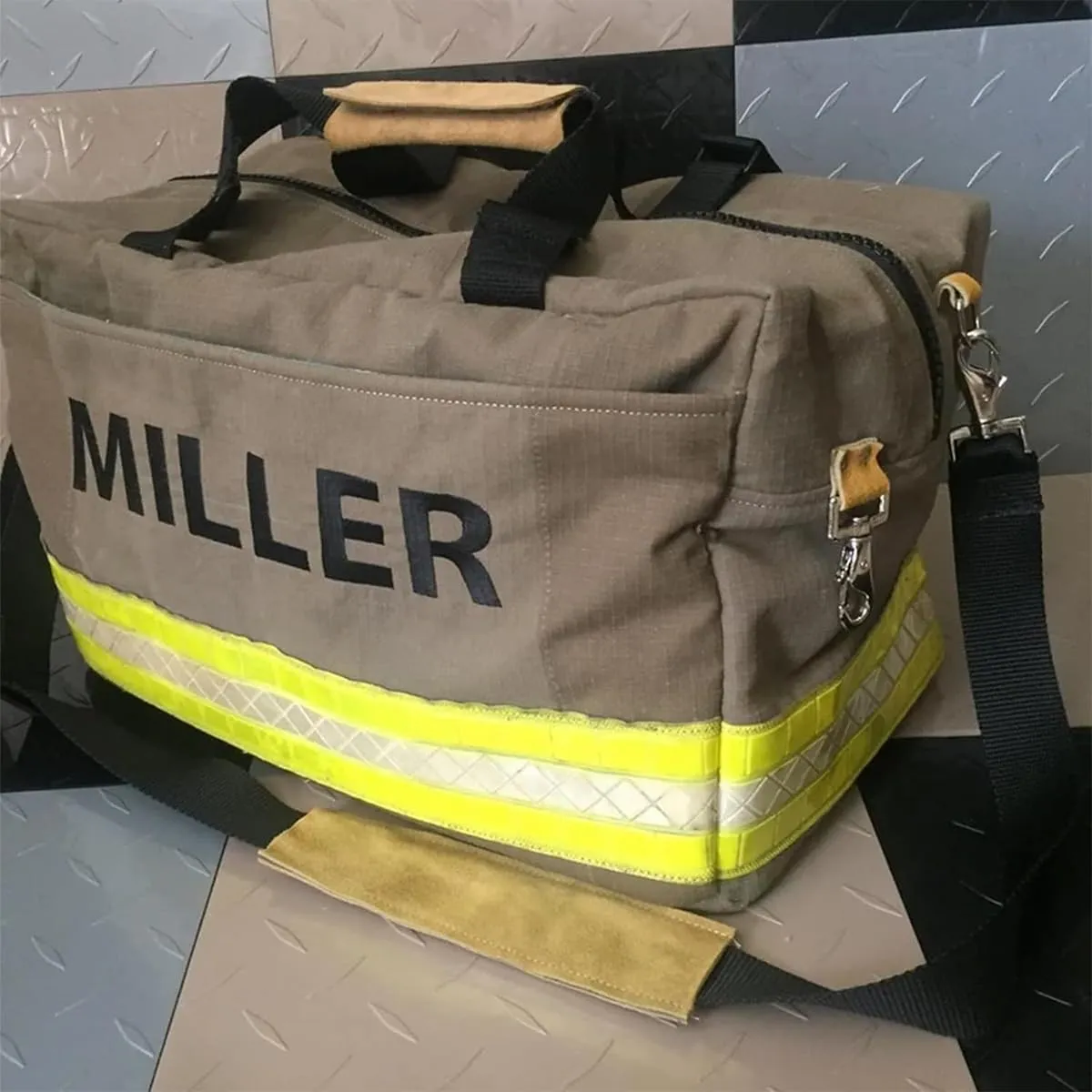 Personalized Firefighter Bag - Custom Name Firefighter Duffel backpack With Shoulder Straps, Waterproof Large Equipment Storage Bag Gift for Fire (Style B)