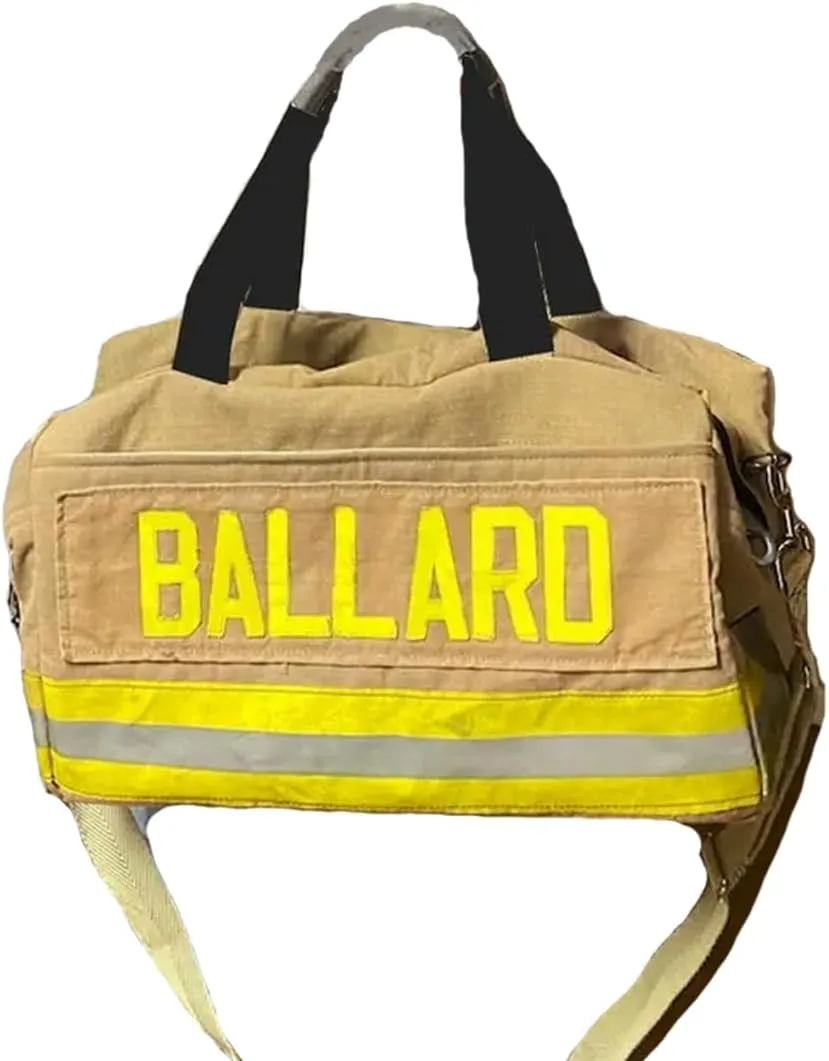 Personalized Firefighter Turnout Gear Bag, Custom Firefighter Equipment Duffle Bag with Name Waterproof Storage Reflective Stripes Bags with Shoulder Strap Fire Fighter Gifts (Style A)