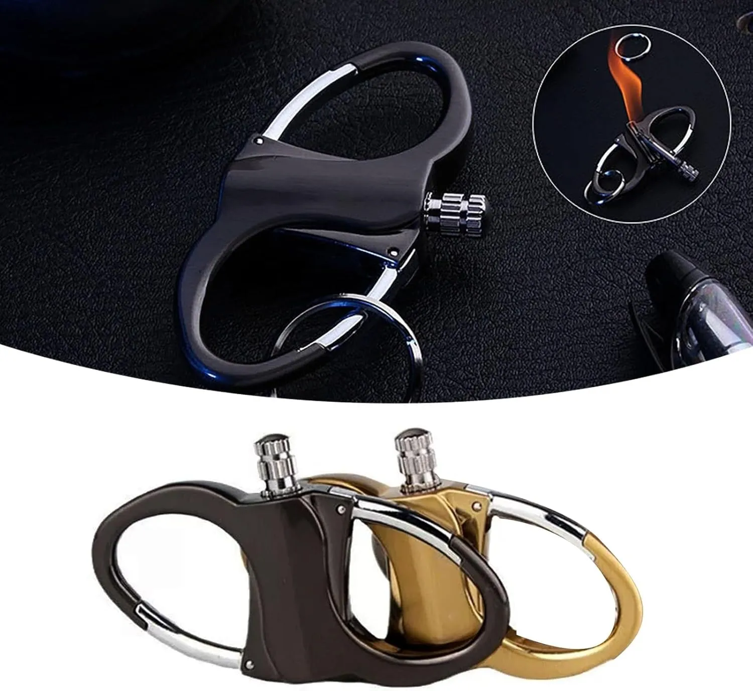 Pickelect Keychain, Keychain Lighter, Metal Match Mini, Reusable Fire Starter Mechanical Match, Multifunctional Adventure Lighter, Outdoor Emergency Light Equipment (1*Gold 1*Black 1*Sliver)
