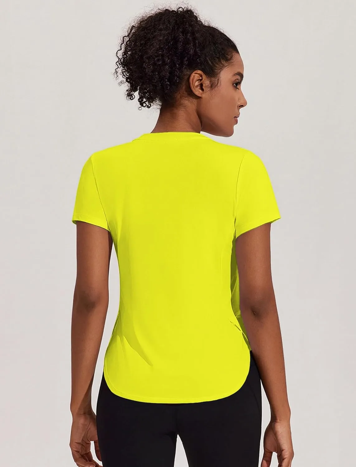 PINSPARK Workout Tops for Women UPF 50  Yoga Shirts Short Sleeve Athletic Tops with Side Slits Running Gym Tee Top Loose Fit